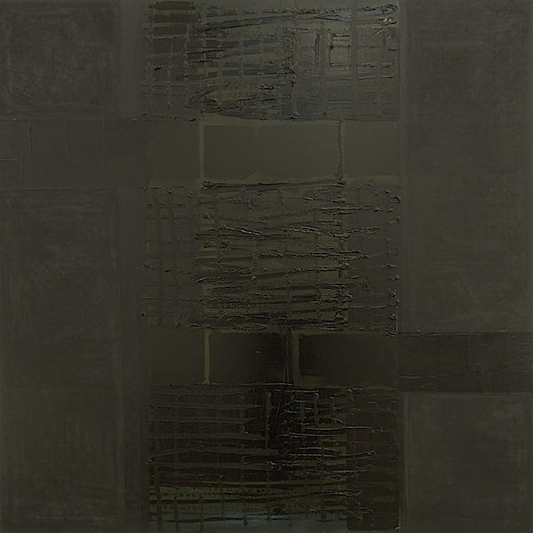 Jochen P. Heite: Komposition, o.T. [#8], 2014/15, 
pigment sieved, graphite, oil pastel, oil on canvas, 100 x 100 cm

